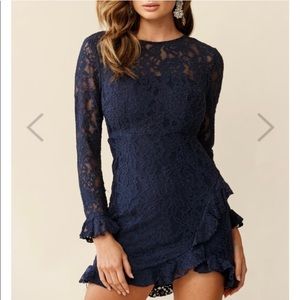 Tilly’s ruffle trimmed dress! Navy blue!